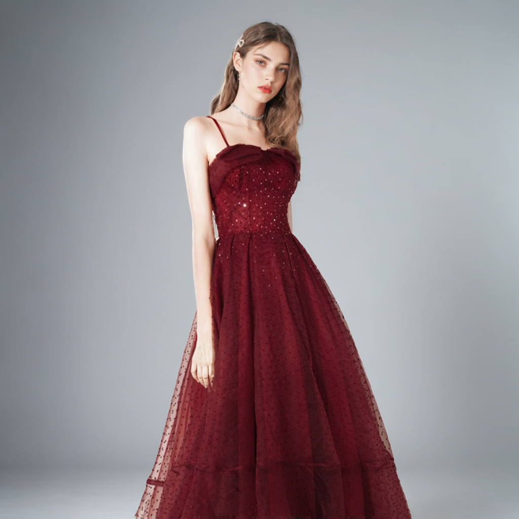 Bridal Red Wedding Dress – Sleeveless Long Midi Skirt with Suspenders-SH-WD-0407 - JOcaste