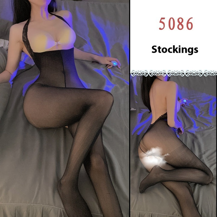 Sheer Mesh Lingerie Set with Jumpsuit & Stockings – Seductive & Elegant-SH-LNG-0123