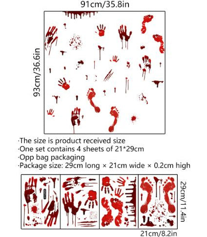 Creative Ghost Hand Halloween Glass Self-paste Wall Sticker