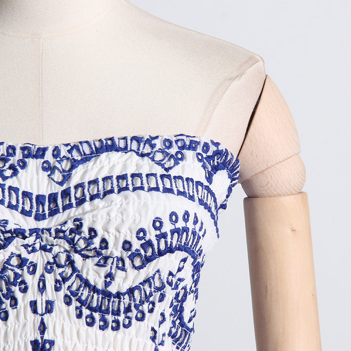 Fashion Embroidered Ruffled Short Dress