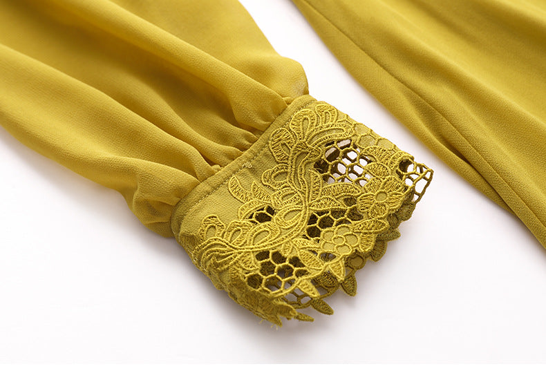 Embroidery Covers The Stomach And Shows Thin A-line Skirt