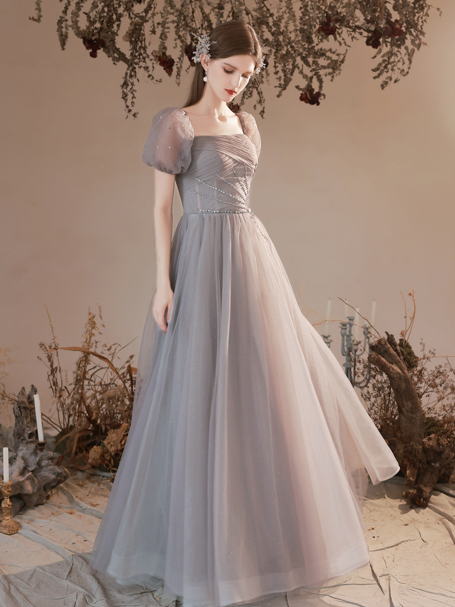 Bubble Sleeve Long Dress Fairy Dress - JOcaste
