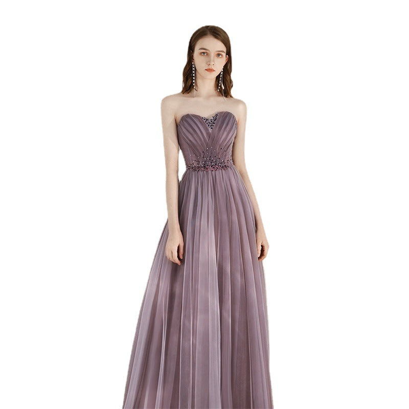 Purple Host Star Sky Toast Dress Shoulder To Shoulder - JOcaste