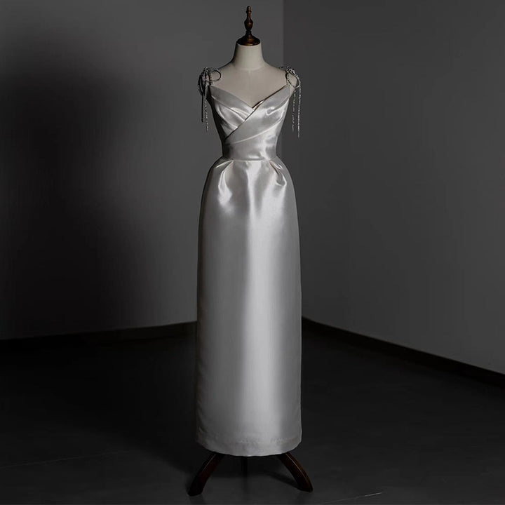 Simple And Light Exterior Going-out Gauze French Brigade Shot Satin Dress Skirt - JOcaste