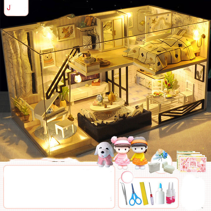 DIY Handmade Assembling Kit – Miniature House with Music, Lights & Custom Styles