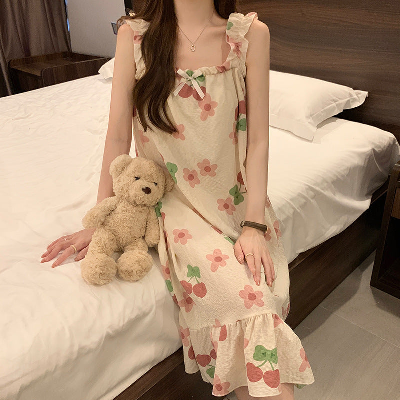 Spaghetti-strap Padded Nightdress For Girls Thin