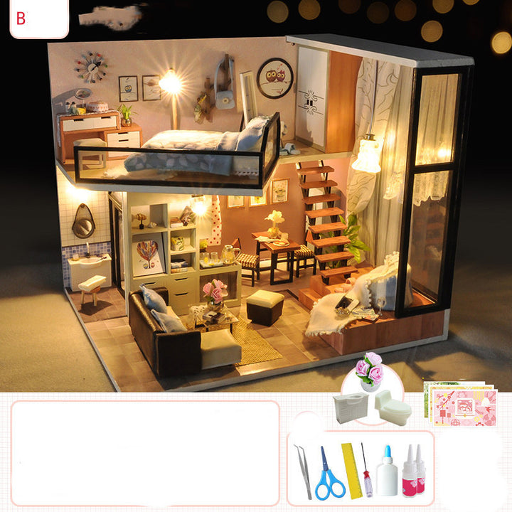 DIY Handmade Assembling Kit – Miniature House with Music, Lights & Custom Styles