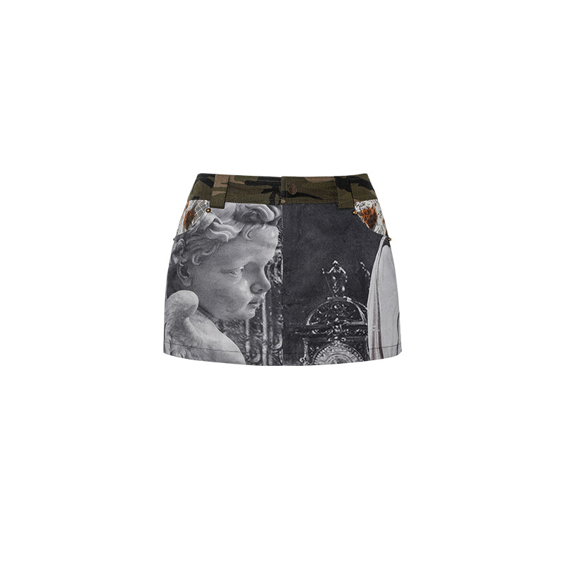 Ladies Skirt Vintage Design Print - JOcaste