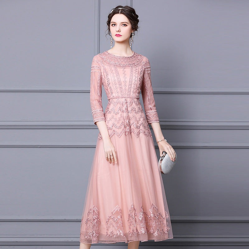 Premium Feel Nail Diamond Fashion Slim Fit Dress