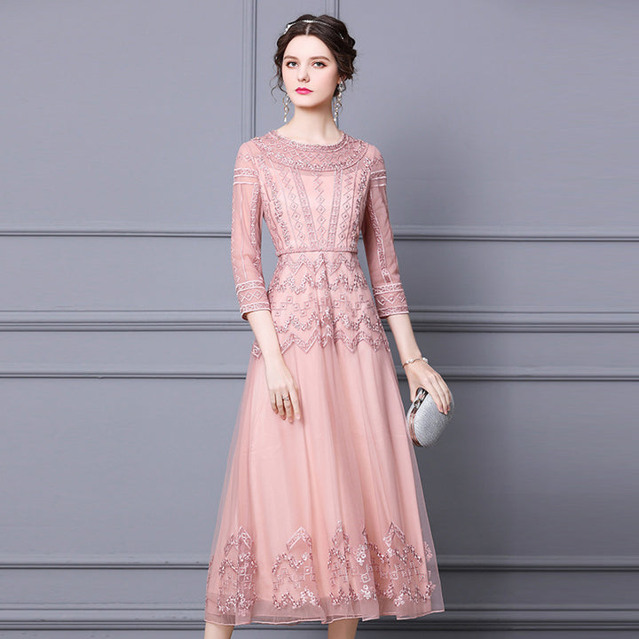 Premium Feel Nail Diamond Fashion Slim Fit Dress