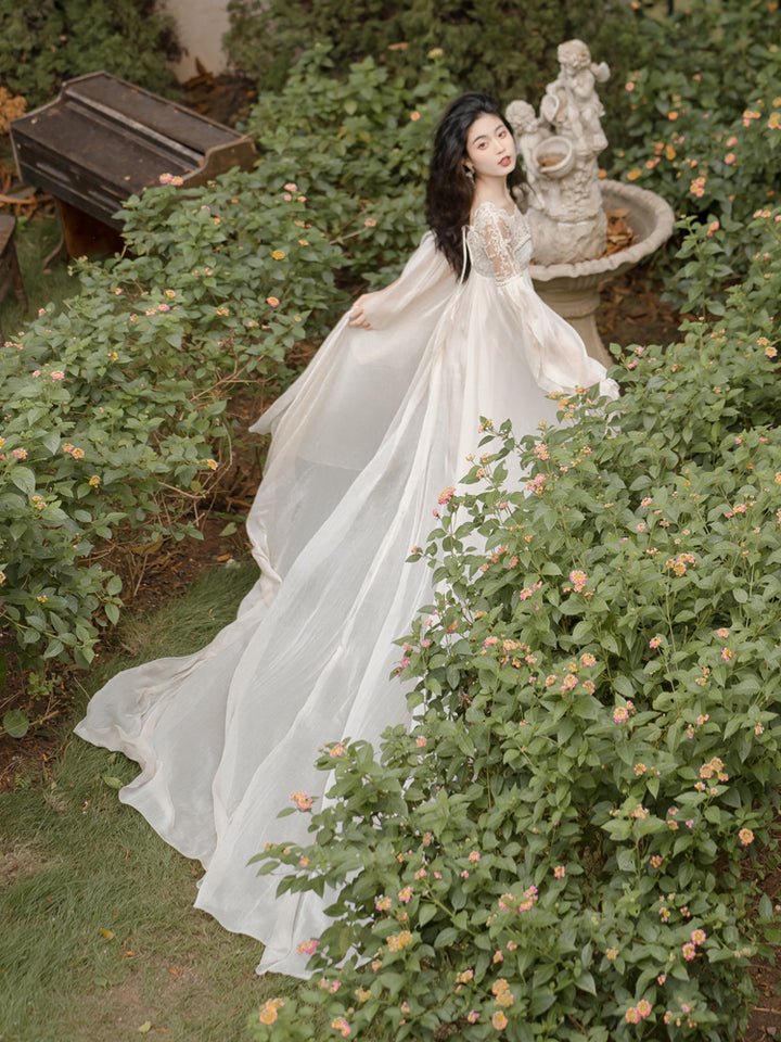 French Court Style Heavy Industry Lace Fairy Train Dress
