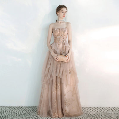 Toast Dress Female Wedding Bridesmaids Breast Wipe Long Skirt Dinner Annual Meeting Host - JOcaste