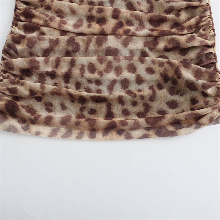 Summer Animal Print Halter Tube Top And Skirt Suit