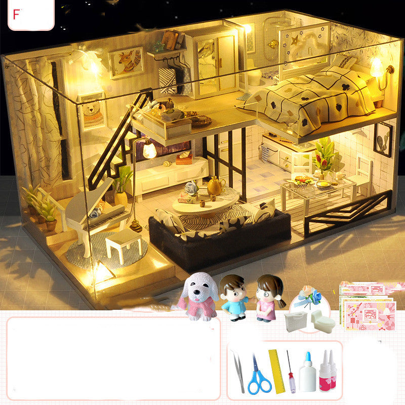 DIY Handmade Assembling Kit – Miniature House with Music, Lights & Custom Styles