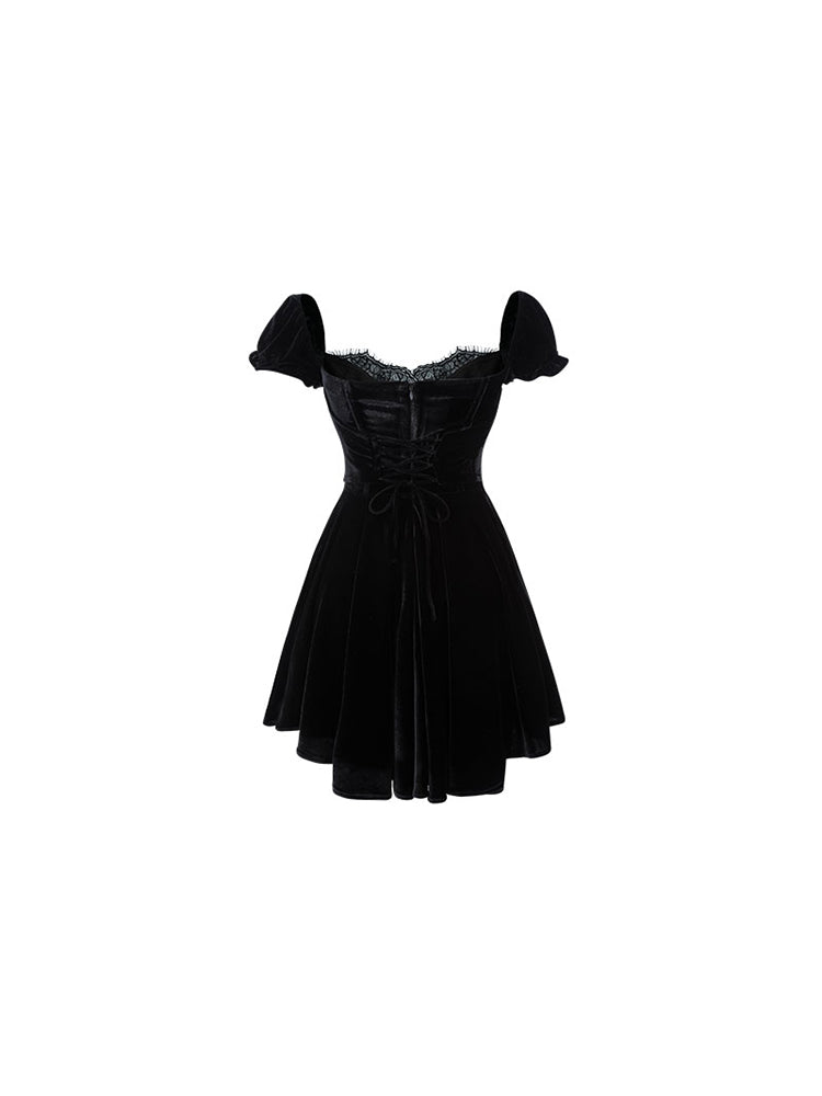 Low Neck Bubble Sleeved Dress