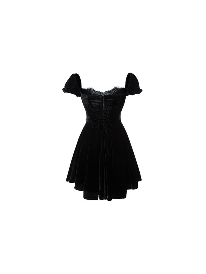 Low Neck Bubble Sleeved Dress