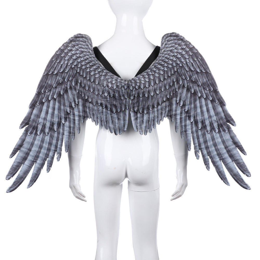 Halloween unisex oversized black white angel wings