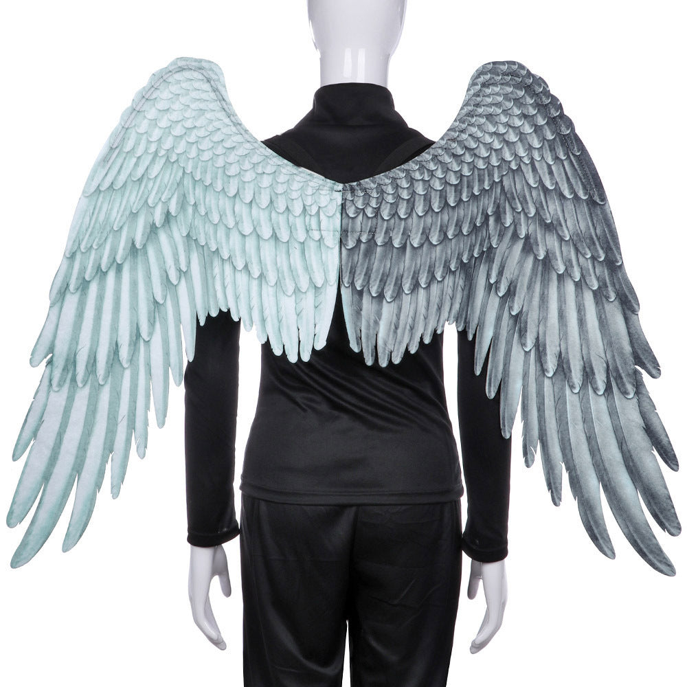 Halloween unisex oversized black white angel wings