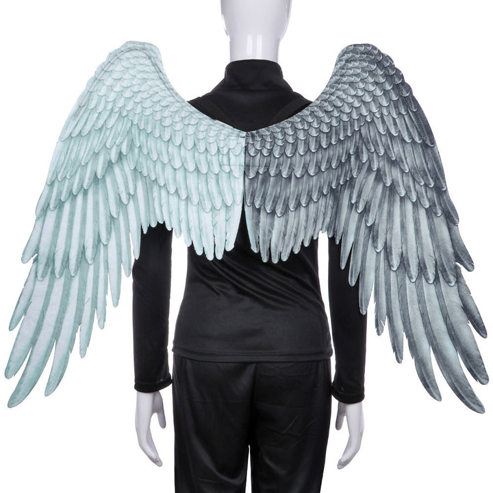 Halloween unisex oversized black white angel wings