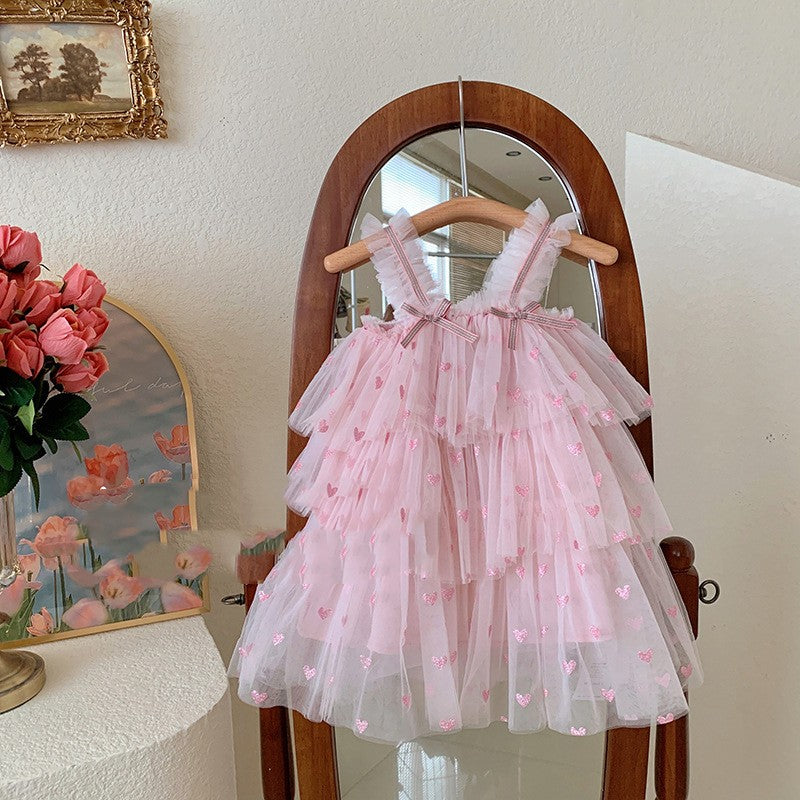 Children's Princess New Girls' Mesh Dress Love