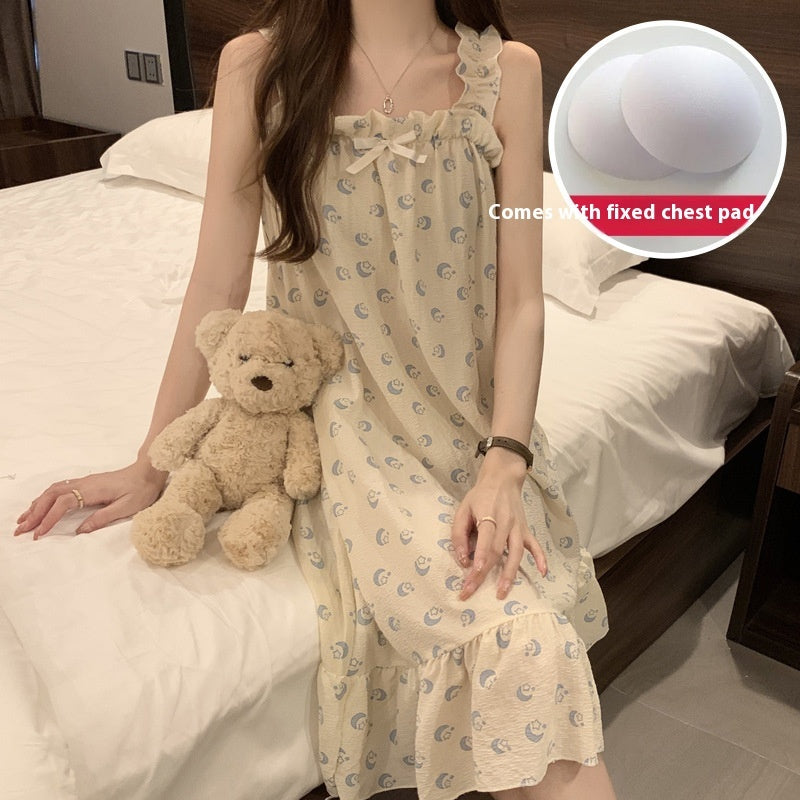 Spaghetti-strap Padded Nightdress For Girls Thin