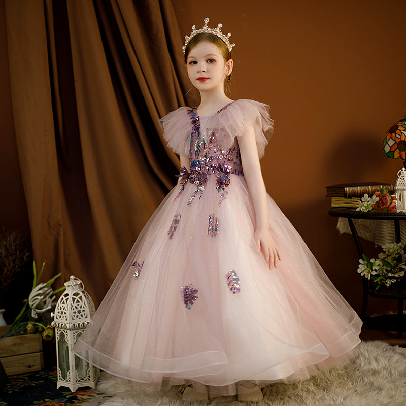 White Children's Long Skirt Mesh Dress