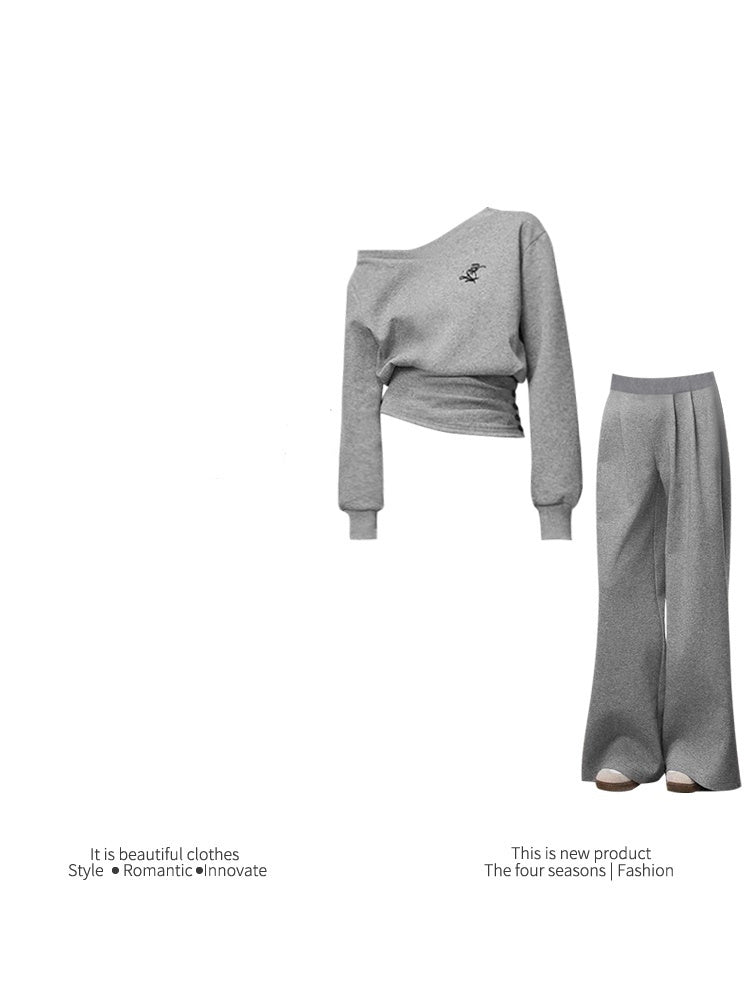 Sports Casual Waist Tight Top Waist Slant Shoulder Suit