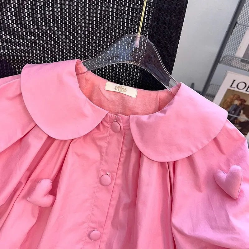 Summer Girls Fashion Peter Pan Collar Short Sleeve Dress