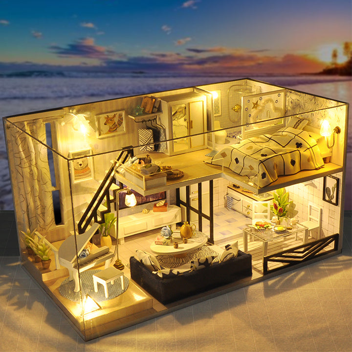 DIY Handmade Assembling Kit – Miniature House with Music, Lights & Custom Styles
