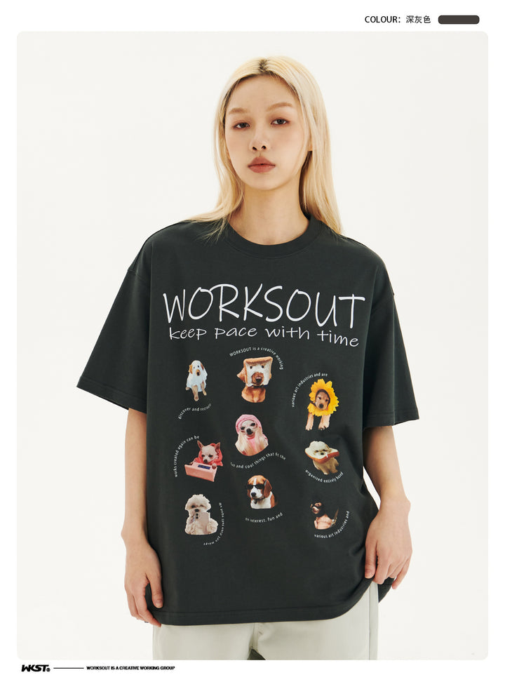 Pet Puppy Printed Short Sleeve Retro T-shirt