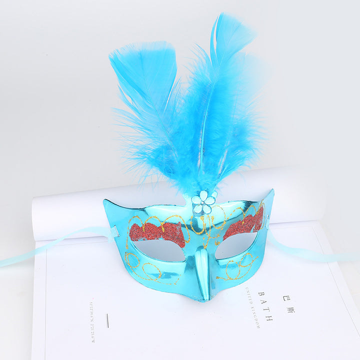 Halloween Glowing Fluff Fiber Led Feather Mask