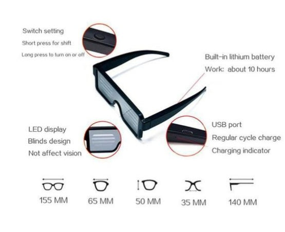 Led luminous glasses new holiday multi-function display glasses