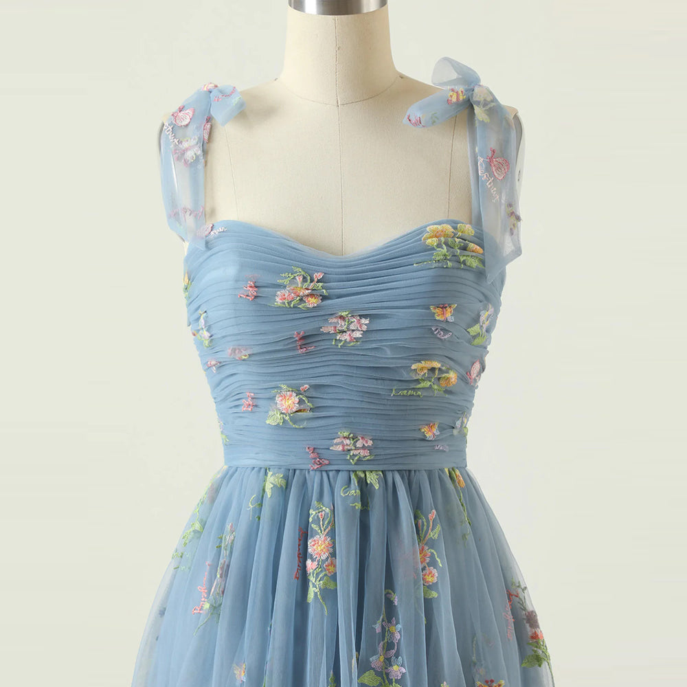 Small Tail Strap Floral Holiday Long Dress - JOcaste