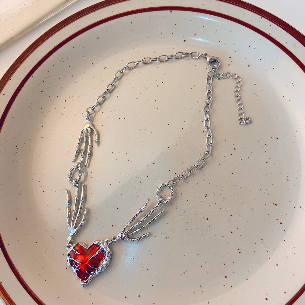 Personalized Punk Dark Red Love Pendant Necklace