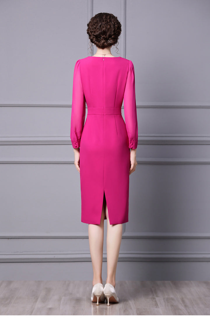Solid Color Temperament Nailed Diamond Long Sleeve Slim Fit Skirt
