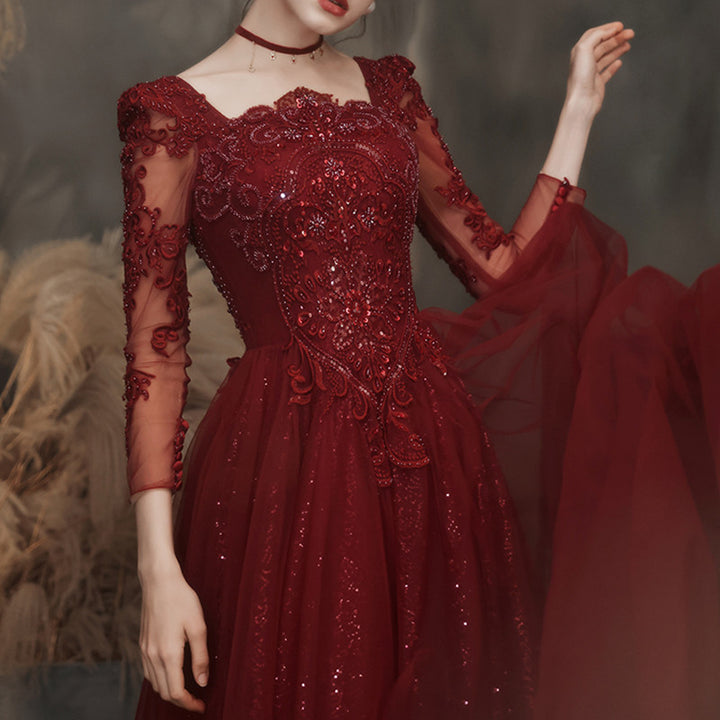 Ladies Temperament Cover Arm Banquet Evening Dress - JOcaste