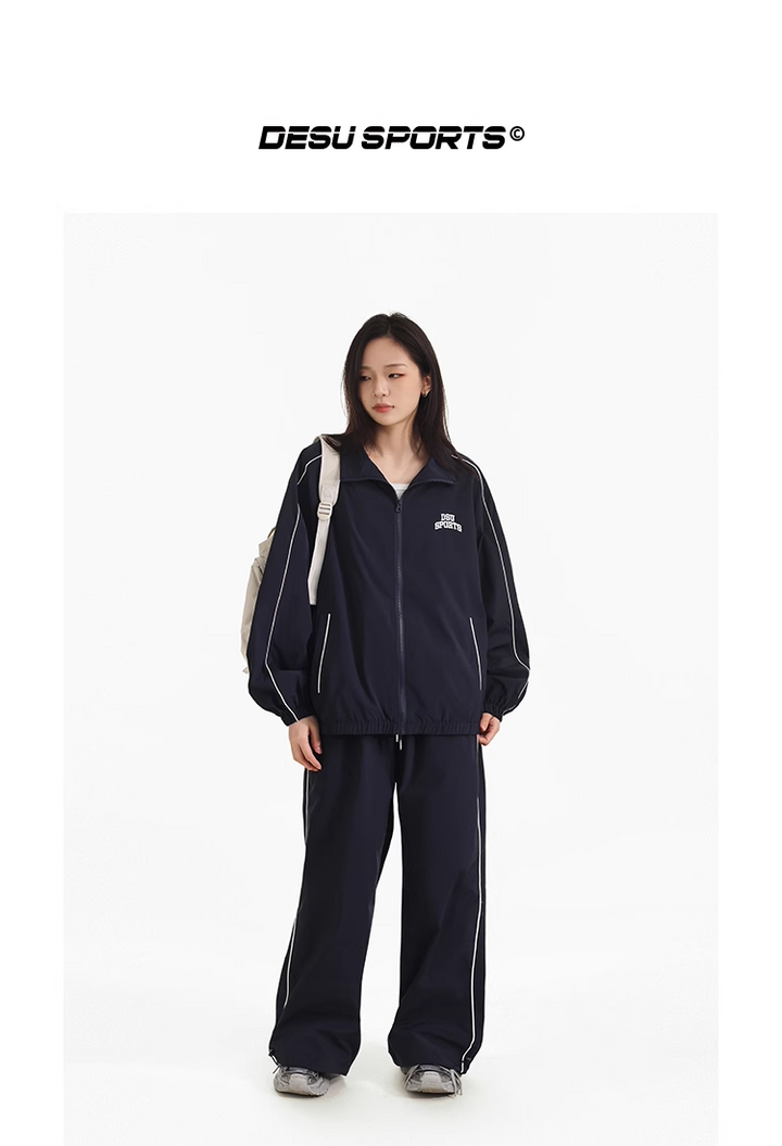Women’s Two-Piece Casual Set – Sport Woven Jacket & Embroidered Top-SH-SS-001