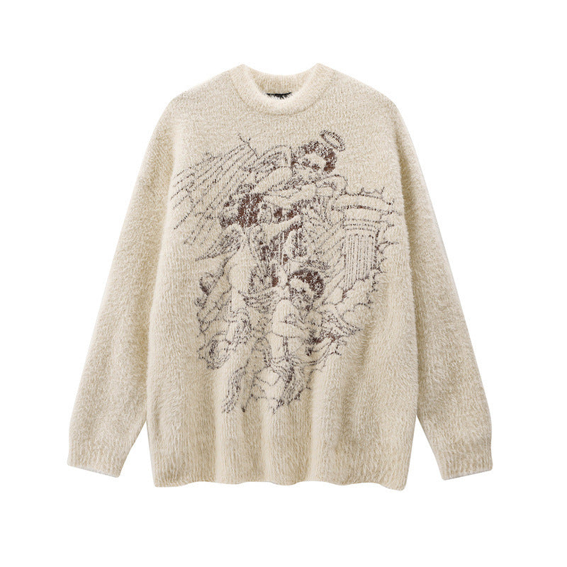 Premium Cashmere Pullover - Medium Thickness in Dark Gray & Apricot