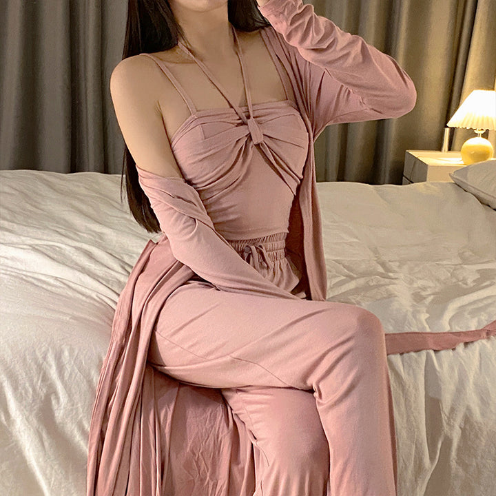 Sleepwear Women's Long Sleeved Pants Are Sweet And Pure In Style