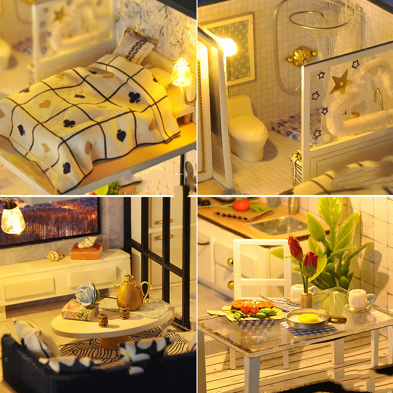 DIY Handmade Assembling Kit – Miniature House with Music, Lights & Custom Styles