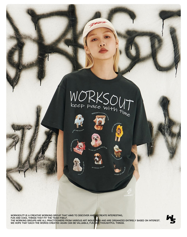 Pet Puppy Printed Short Sleeve Retro T-shirt