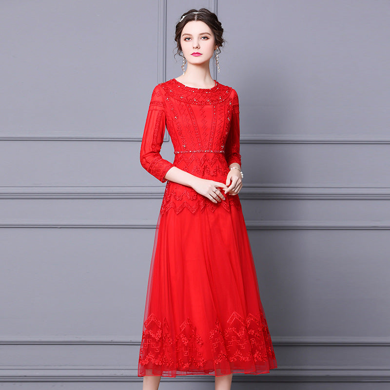 Premium Feel Nail Diamond Fashion Slim Fit Dress