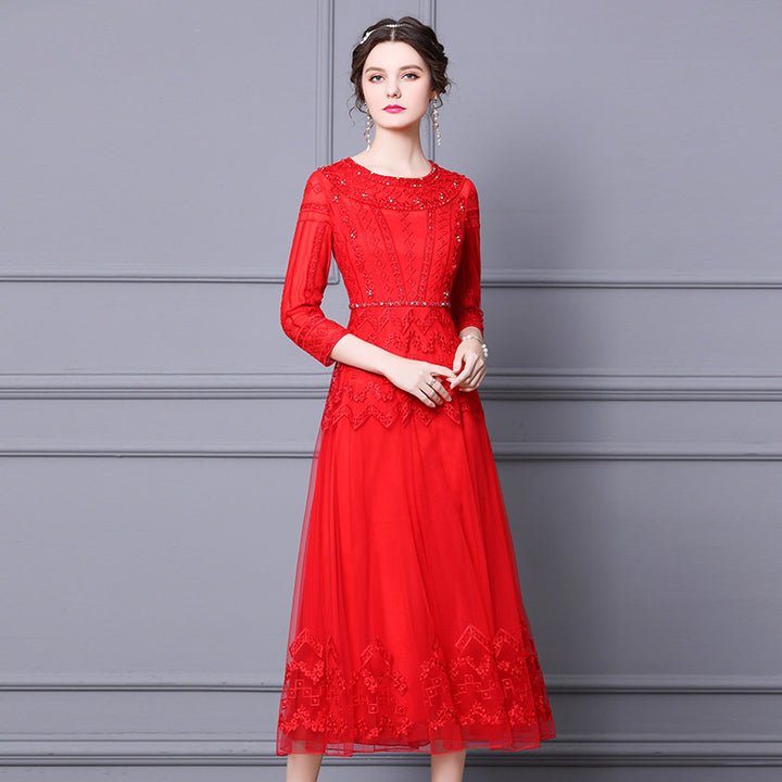 Premium Feel Nail Diamond Fashion Slim Fit Dress