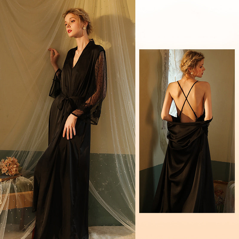 Elegant Satin & Mesh Camisole Set – Two-Piece Loungewear-SH-LNG-0108