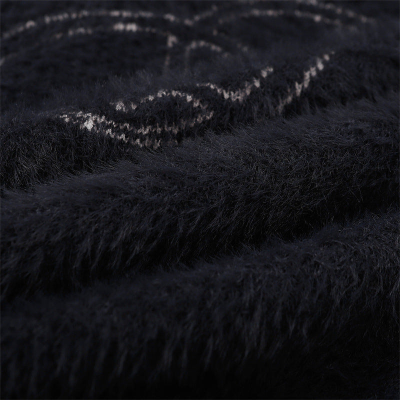 Premium Cashmere Pullover - Medium Thickness in Dark Gray & Apricot