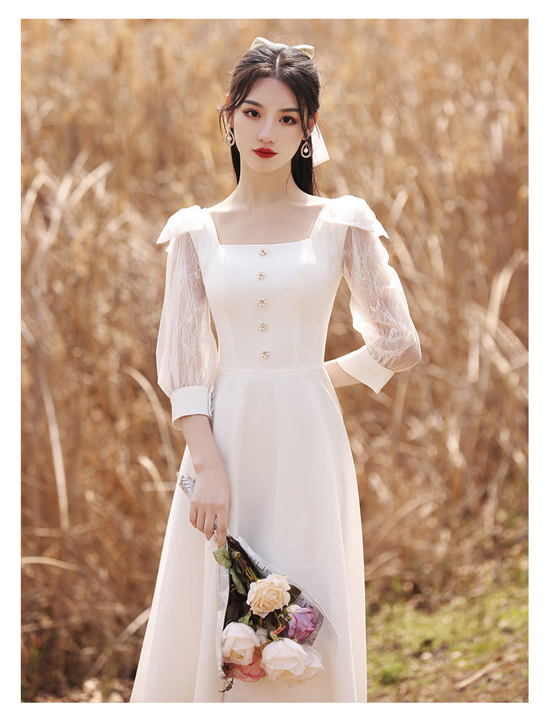 White Dinner Suit Women's Light Luxury Engagement Dress