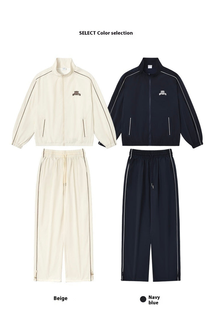 Women’s Two-Piece Casual Set – Sport Woven Jacket & Embroidered Top-SH-SS-001