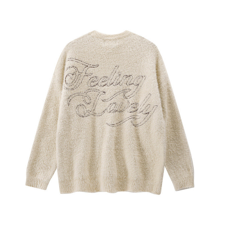 Premium Cashmere Pullover - Medium Thickness in Dark Gray & Apricot