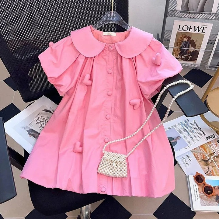 Summer Girls Fashion Peter Pan Collar Short Sleeve Dress