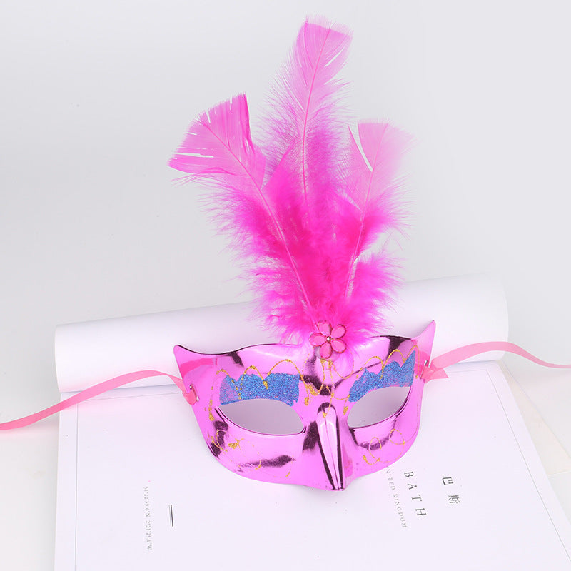 Halloween Glowing Fluff Fiber Led Feather Mask